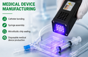 Portable 365nm UV LED Curing System with 40x40mm Curing Area for Precision Bonding