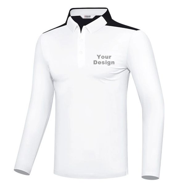 Men's High Stretch Polyester Spandex Golf Long Sleeve Top OEM Custom Sport Apparel