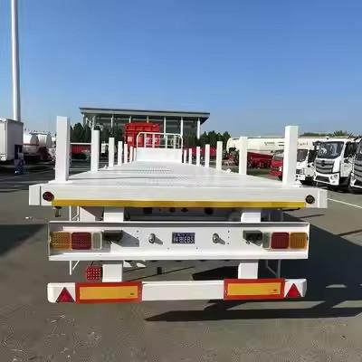 CIMC 3 Axle 12400*2610*1550mm Customized Design Side Column Flatbed Semi Trailer