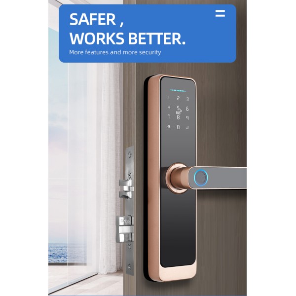YAGU Multi Point Digital Fingerprint TTLOCK Tuya App Smart Door Lock With Camera Smart Locks Front Door