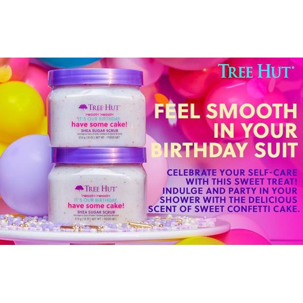 Unscented Treehut Organic Exfoliating Body Scrub Exfoliator Shea Sugar Scrub Birthday Cake