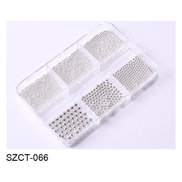 Steel Balls 3D Nail Art Decorations 6 Grid Mixed Metal Round Bead Nail Charms in Bulk