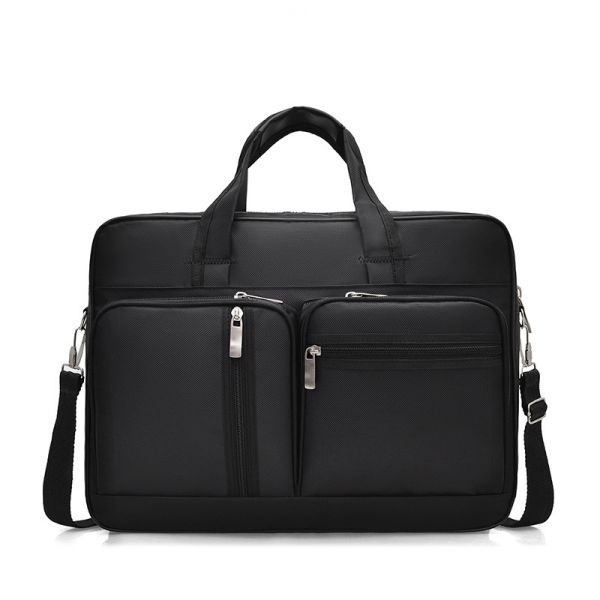 Business Briefcase Men's Laptop Black Bags Canvas Large Capacity Document Business Travel Crossbody Tool Kit with Custom LOGO