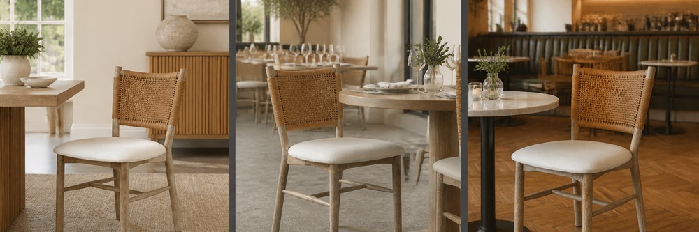 Woven Rattan Back Upholstered Dining Chair CYC-063