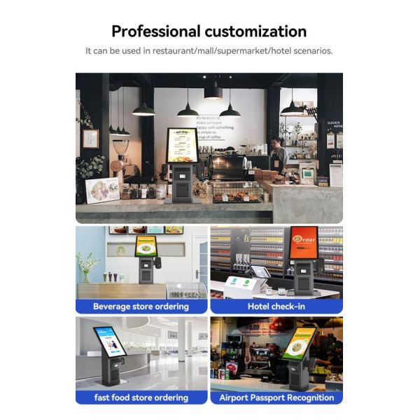 23.8 Inch Restaurant Self Service Kiosk with NFC POS Terminal LCD Android Touch Screen for Payment Self-Ordering Terminal