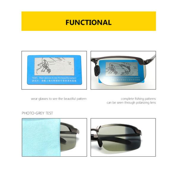 Polarized Photochromic Mens Luxury Sunglasses BSCI Color Changing Lens