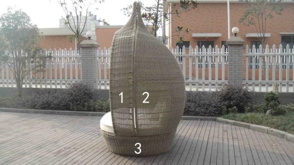 Tear Drop Shape Outdoor Rattan Daybed For Swimming Pool / Poolside
