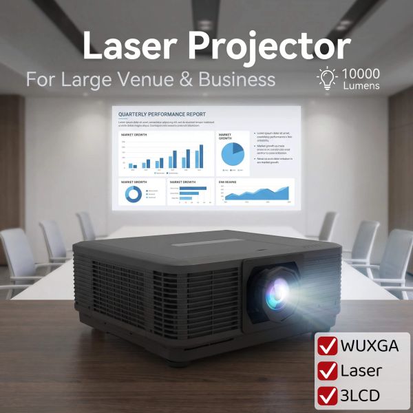 10000 Lumens WUXGA Laser Projector with Dual-Color Laser and Motorized Lenses for Large Venues