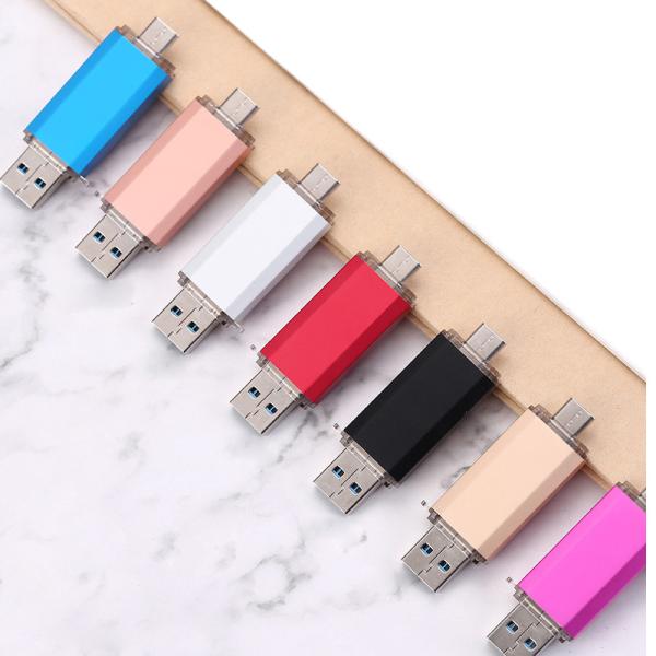 2,0 3,0 логотип печати андроида 256GB 512GB 30MB/S Otg ручки Usb металла
