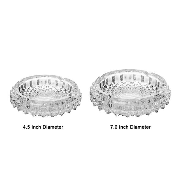 Diamond Cut Crystal Glass Cigarette Ashtray 7.6 Inch Stackable For Easy Storage