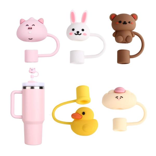 Toppers de paja de flores de silicona Reutilizables cubiertas y tapas para 9-10mm Las pajitas se ajustan Stanley 30 & 40oz Stambler Stanley Cap tapa