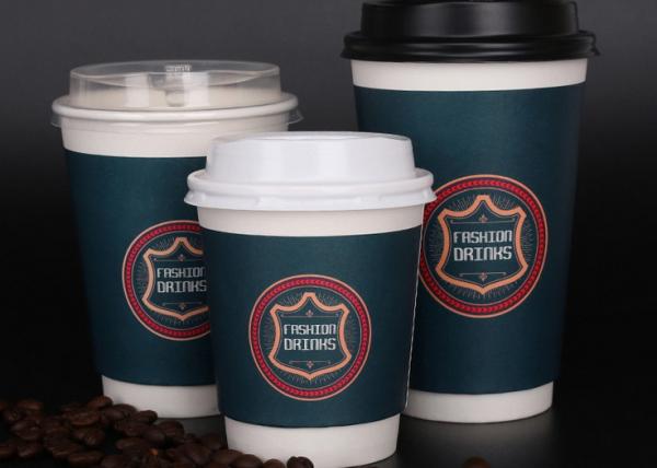 12oz Disposable Tea Cups With Lids For Coffee / Beverage , Promotional Logo Printing
