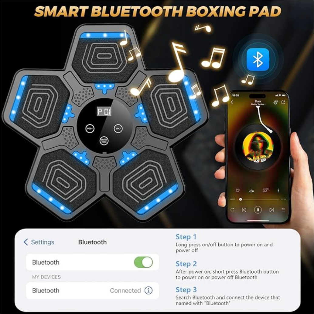 Music Boxing Machine, Interactive Punching Trainer with Boxing Gloves