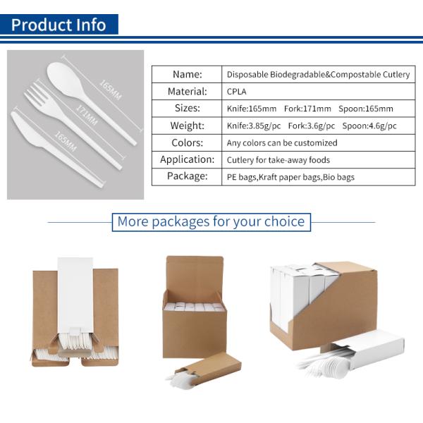 CPLA Material Eco Friendly Cutlery Set Disposable Biodegradable