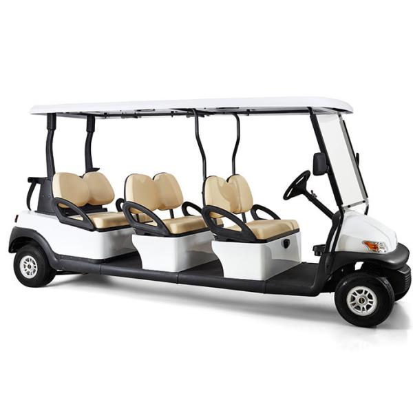 White Four Wheels 6 Person Golf Cart , Road Legal Golf Buggy With Long Roof