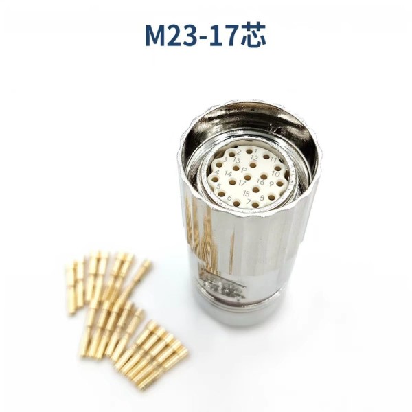 M23 Aviation Plug Servo Motor Connector with 12-Pin 17-Pin Configuration for Industrial Automation and 1000V Voltage Rating