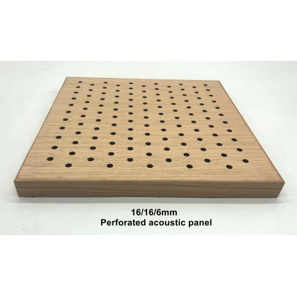 16/16/6mm Oak Laminate Wooden Perforated Acoustic Panel Ceiling Tiles Soundproofing Board