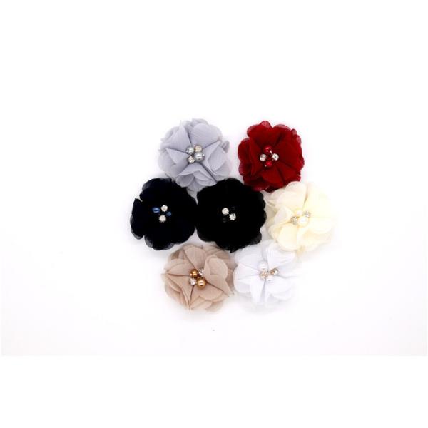 girl Chiffon flower shoe clips/Sewing Bead Handmade Flower Yarn, lace, Chiffon Grey,black,white,red,blue