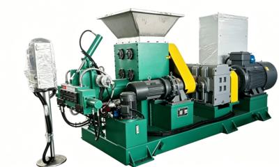 Two Rotor Force Feeding Rubber Stainer Extruder / Rubber Filtering Machine