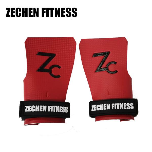 Freedom Fingerless Crossfit Grips Red Gym Hand Gloves With Rubber Velcro Strap