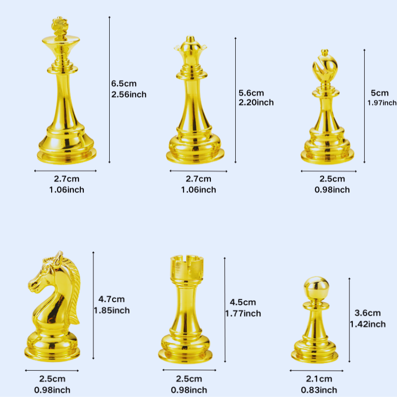Luxury Zinc Alloy Metal Chess Set with 30*30*6cm Size for International Chess Game