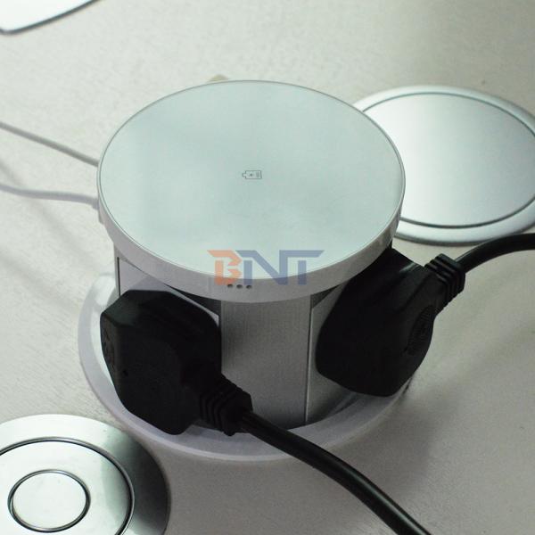 USB A+C Fast Charging Wireless Charger 3 Power Outlets Pop-Up Desktop Kitchen Socket UK Plug Standards Tabletop