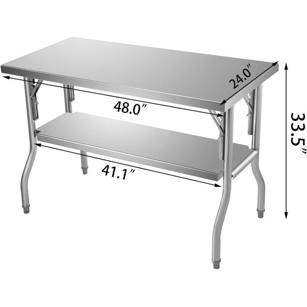 Commercial Stainless Steel Worktable 48 X 24 Inch Stainless Steel Folding Table