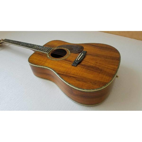 Real Abalone Inlay 41 Inch Koa Wood Round Body Classic Acoustic Guitar Free Shipping