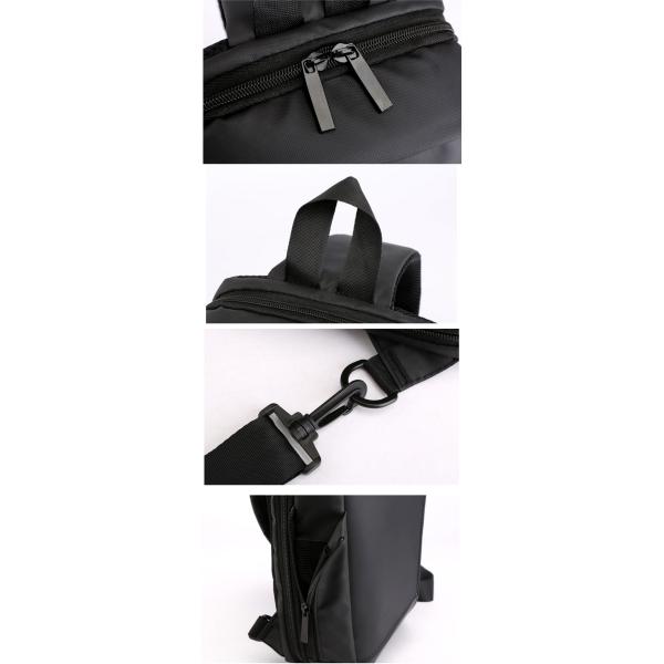 PU Mens Sling Crossbody Bag Waterproof Sling Pack  With USB Cable BSCI