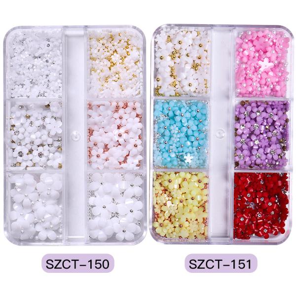 3D Resin Candy Color Nail Decoration Flower With Rhinestone for Nail Salon and Plastic