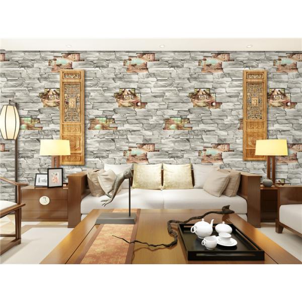 3 Dimensional Brick Effect Vinyl Wallpaper Embossing With PVC Materials