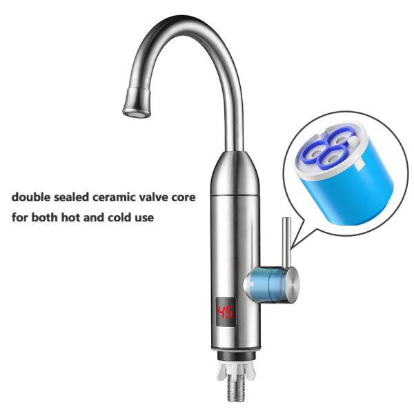 304 Stainless Steel Instant Electric Heating Water Faucet IPX4 With LED Digital Temperature Display
