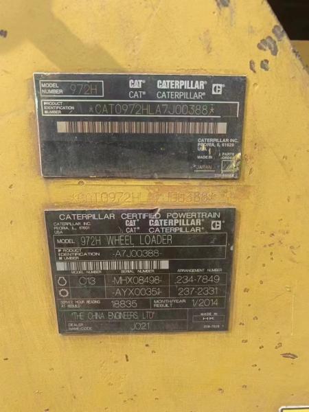 Chargeurs à roues d'occasion Caterpillar 972h Cat Loader Japon Chargeur à roues 12,22 tonnes