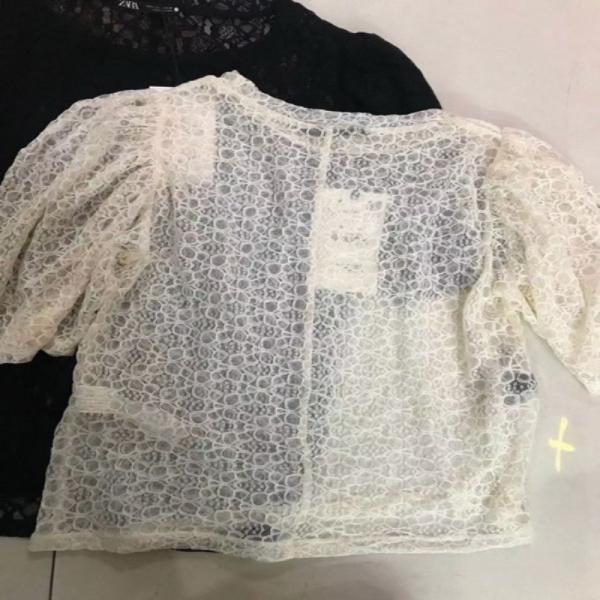 ZARA,Lady'S Top Thin Lace Sexy Short Sleeves It'S Cool In Summer 3 Colors Daily Casual