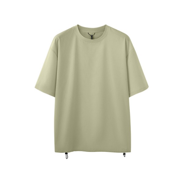 Customized Outdoor Breathable Perforated Fabric T-shirt Solid Sporty Short Sleeve New Spring Summer Quick-drying Cool Feeling