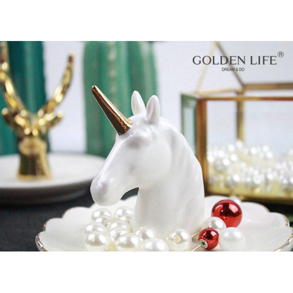 Creative Unicorn Ceramic Jewelry Tray Bedroom Bedside Trinkets Decoration Dish for Holding Small Jewelries, Rings, Neck