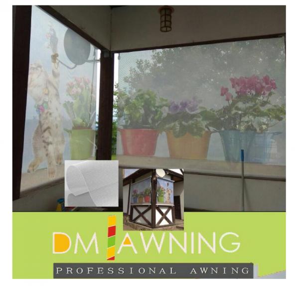 Motorized Retractable Window Awnings Outdoor Sunscreen Roller Blinds Fabric UV Protection