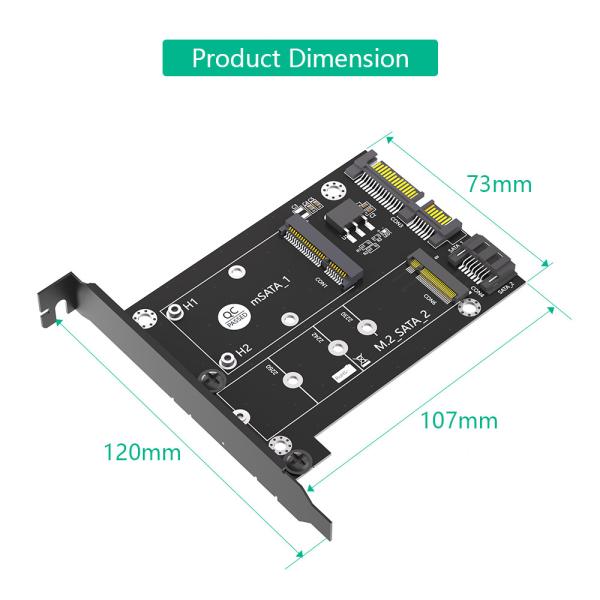 2 в 1 MSATA / M.2 NGFF SSD к карте адаптера для двойного преобразователя SATA3 с бракетом профиля полной высоты