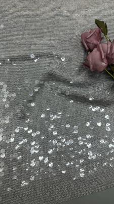 Sequin Embroidered Fabric Plaid Shinning Design Breathe Luxary for Party Gowns