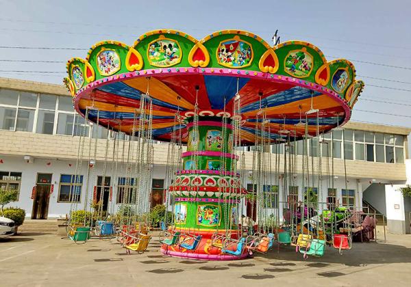 Fiberglass Amusement Park Swing Ride Rotating Flying Swing Ride 4m Height