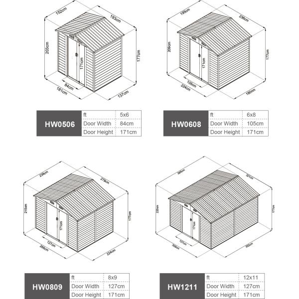 8x9Ft 12x11Ft 	Outdoor Metal Storage Shed Wooden / Brown color