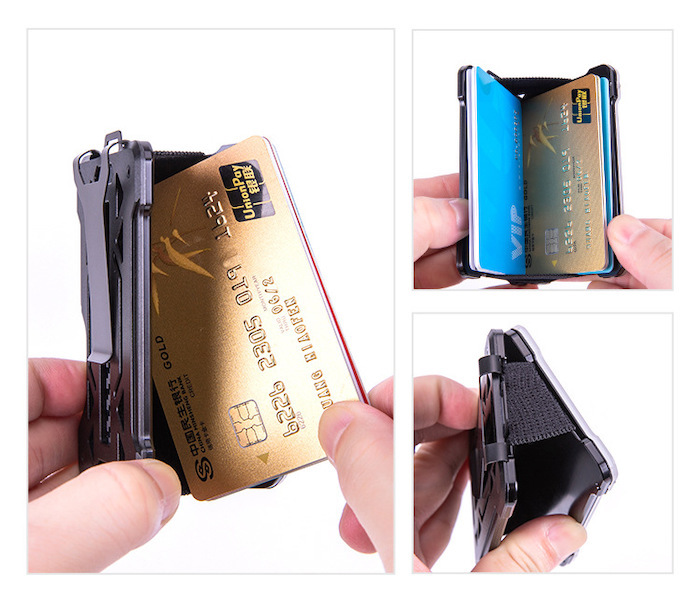 60*94*10 мм Серое настраиваемые RFID Алюминиевые кошельки держатели карт с AirTag Tracker и стальной клип