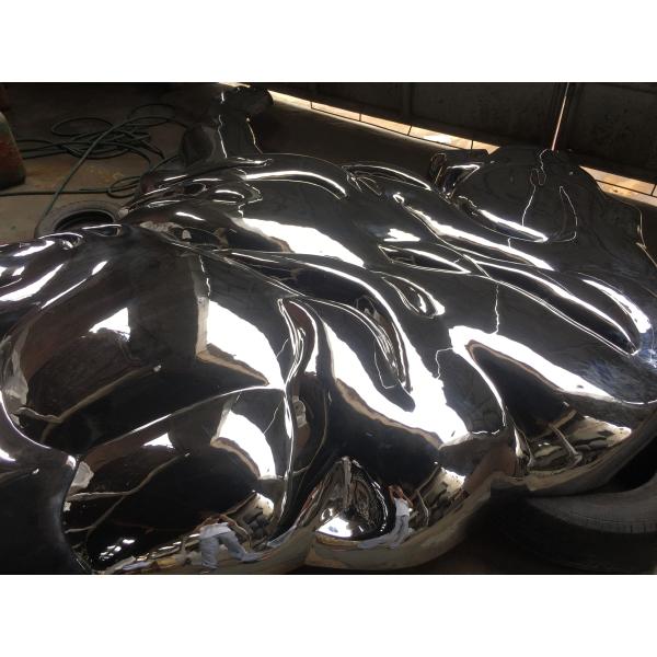 Lion Embossed Stainless Steel Large Garden Animal Statues 316 Polished