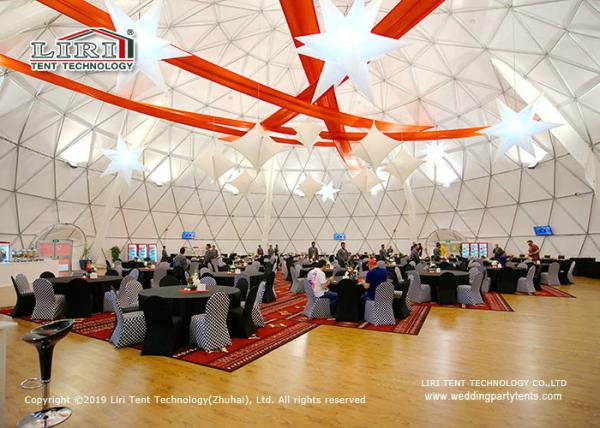 UV Resistant 60m Geodesic Dome Tent With AC For 2500 People Capacity