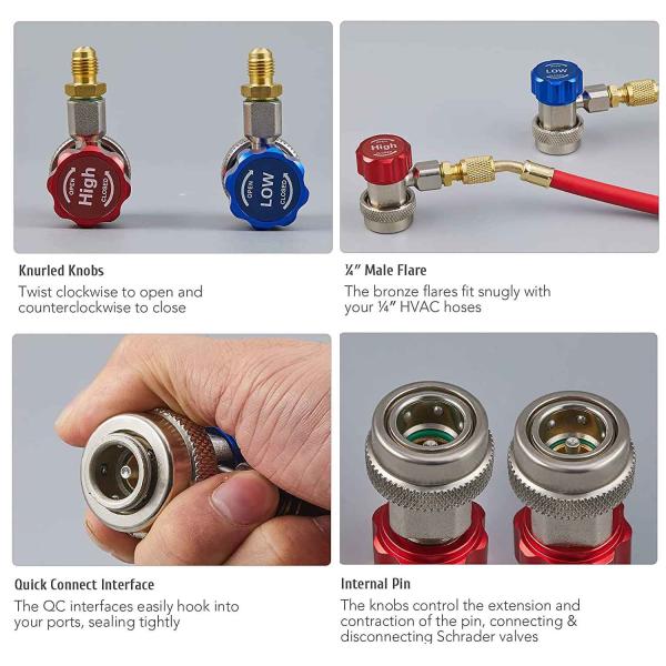 Brass AC Unit Repair Parts Female R134a Quick Coupler Wear Resistant