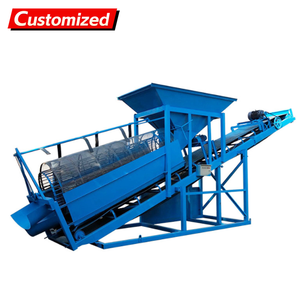 Custom-made High Efficiency Stainless Steel Drum-Type Rotary Screen Sand Washer with Belt Conveyor