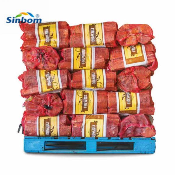 ISO Certified Food Grade Plastic Tubular Onion Leno Net Raschel Firewood Bag with Drawstring