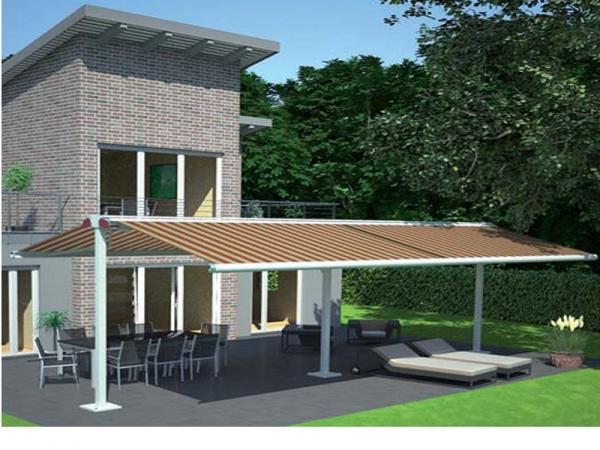 Free Stand Double Side Waterproof Retractable Awning Hand Control Outdoor Retractable Awnings