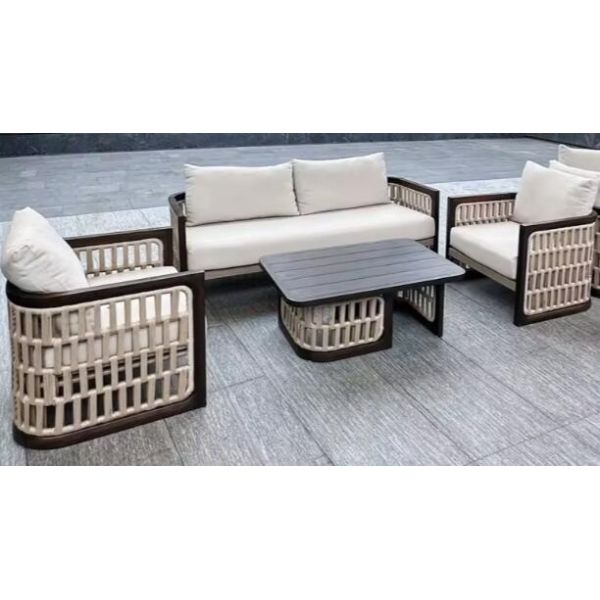 Hot Sale Outdoor Sofa With Aluminum Materials And Rope