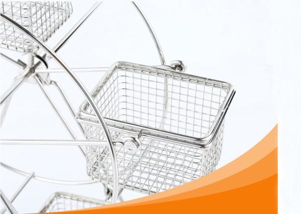 Commercial Buffet Supplies, Sky Wheel Rotary French Fries Container, Stainless Steel 6-Basket Snack Food Holder